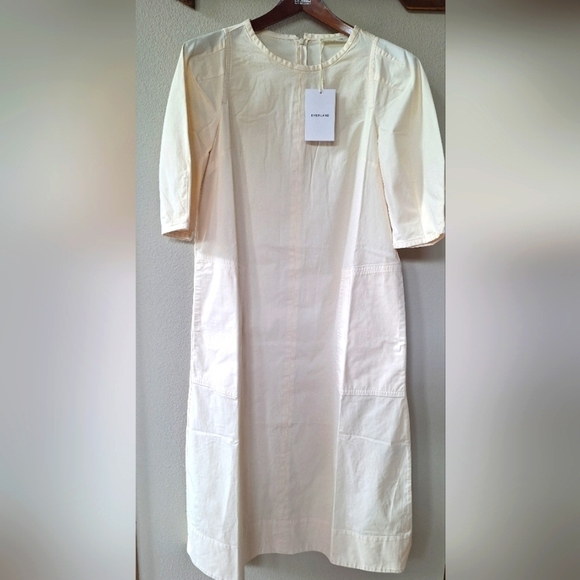 Everlane Dresses & Skirts - NWT Everlane Short Sleeve Puff Midi Dress Lagenlook  Pale/Yellow Womens Size S